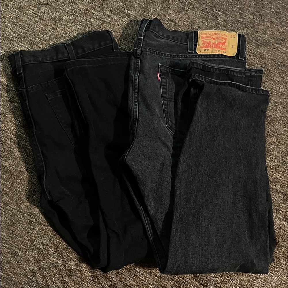 Men's Dark and Black Straight Jeans